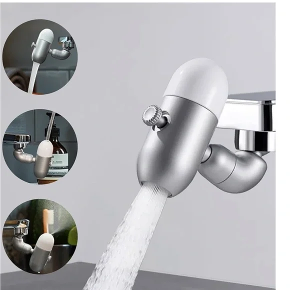 Rotatable Faucet for Bathroom Sink,Multi-Function Sink Faucet Extender (Silvery)